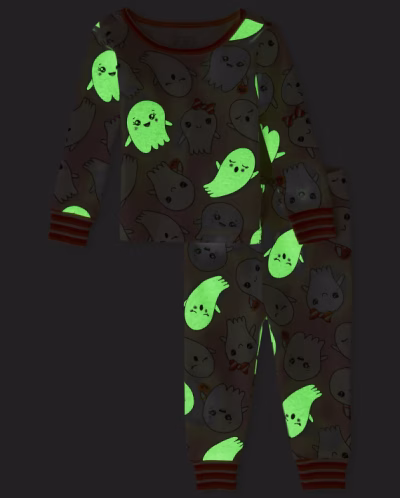 C13-05-0063-004T Baby and Toddler Girls Halloween Glow Ghosts Snug Fit Cotton Pajamas - Image 3