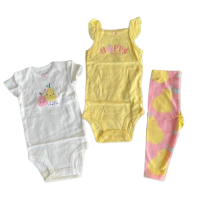 C03-02-0223 Carter's 3piece pear Yellow - Image 1
