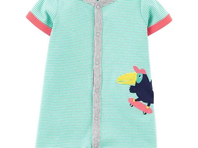 C03-01-0228 Bird Snap-Up Romper - Green