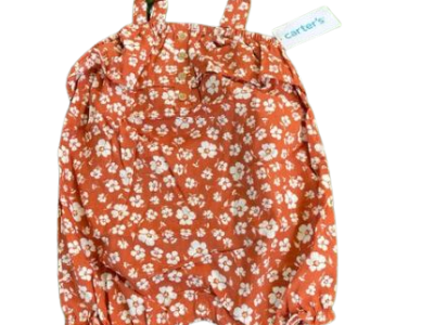 C08-02-0217 CARTERS'S ROMPERS Brown Floral Ruffle