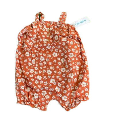 C08-02-0217 CARTERS'S ROMPERS Brown Floral Ruffle - Image 1