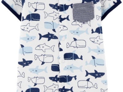 C03-01-0241 Baby Carter's Sharks Snap-up Romper