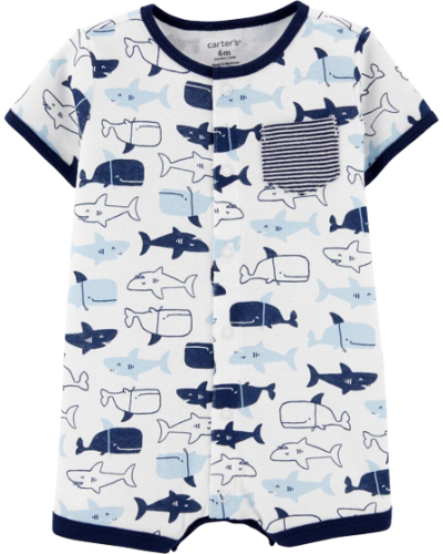 C03-01-0241 Baby Carter's Sharks Snap-up Romper - Image 1