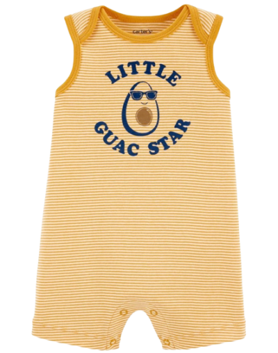 C03-01-0232 Little Guac Star Tank Romper - Yellow - Image 1