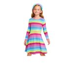 C13-08-0343-1012 TCP Colourful Ombre Striped Rainbow Knit Skaters Dress
