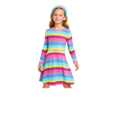 C13-08-0343-1012 TCP Colourful Ombre Striped Rainbow Knit Skaters Dress - Image 1