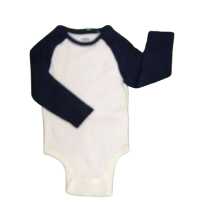 C12-03-0148-1824 OLD NAVY BABY LONG SLEEVE BODYSUIT WHITE BLUE (size 18-24M) - Image 1