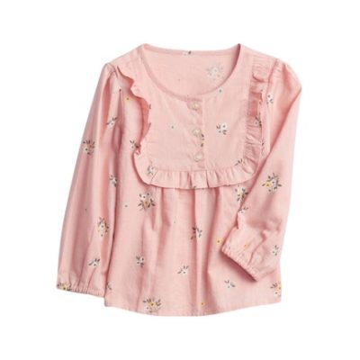 C06-05-0577 GAP Toddler Girl Ruffle Top - pink floral - Image 1