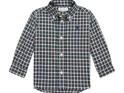 C15-01-0043-009M Plaid Cotton Poplin Shirt Baby Boys - Navy/Green Multi