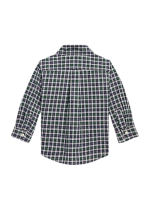 C15-01-0043-009M Plaid Cotton Poplin Shirt Baby Boys - Navy/Green Multi - Image 2