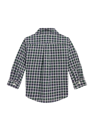 C15-01-0043-009M Plaid Cotton Poplin Shirt Baby Boys - Navy/Green Multi - Image 2