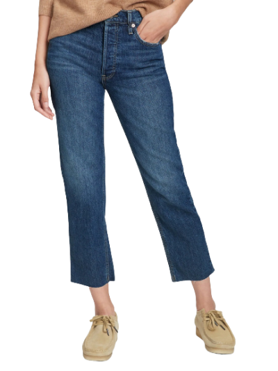 C06-11-0831 Women High Rise Cheeky Straight Jeans with Washwell (30 SHORT) - dark stillwell - Image 1