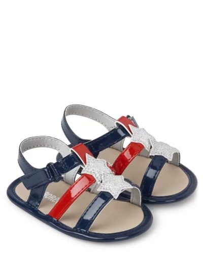 S04-02-0931-612M Baby Girls Star Gladiator Sandals - American Cutie - Multi Clr - Image 1