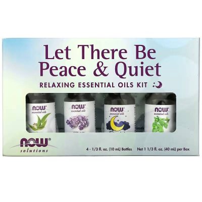 E40-00-0981-0000 Now Food Let There Be Peace & Quiet, Relaxing Essential Oils Kit, 4 Bottles, 1/3 fl oz (10 ml) Each - Image 1