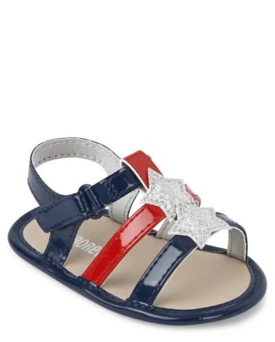 S04-02-0931-612M Baby Girls Star Gladiator Sandals - American Cutie - Multi Clr - Image 2
