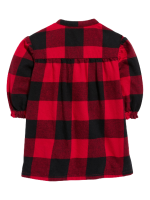 C12-02-0999 Long-Sleeve Plaid Flannel Dress for Baby - Red Plaid - Image 2