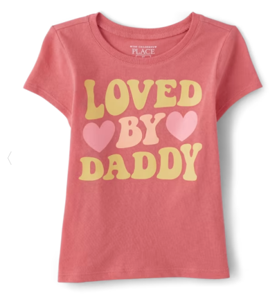 C13-05-1068 Baby And Toddler Girls Loved By Daddy Graphic Tee - Rose Rebellion - Image 1