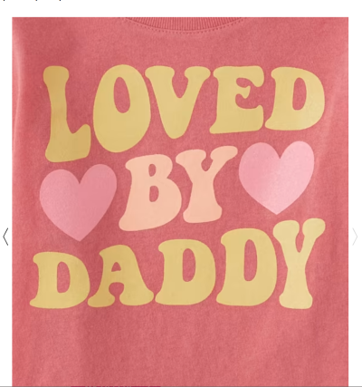 C13-05-1068 Baby And Toddler Girls Loved By Daddy Graphic Tee - Rose Rebellion - Image 2