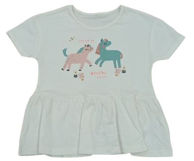 C47-08-1114-67YR Unicorn Flower Peplum Tops - White - Image 1