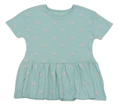 C47-08-1118-67YR Flower Peplum Tops - Mint Green - Image 1