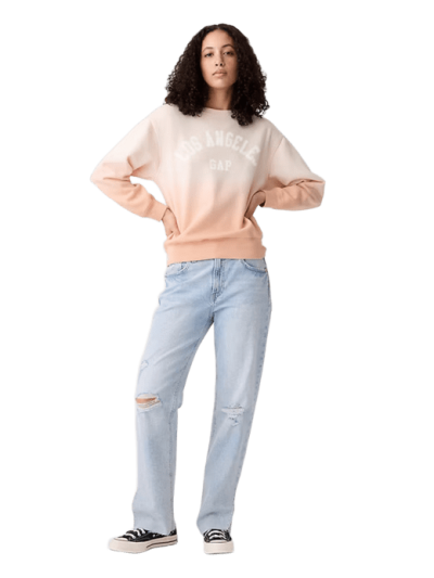 C06-11-1163-000M Relaxed Gap Graphic Sweatshirt - Pale Warm Pink - Image 1
