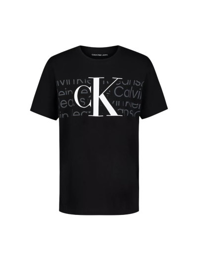 C46-07-1187-1012 Boys Layered Monogram Logo Graphic Crewneck T-Shirt - Black - Image 1