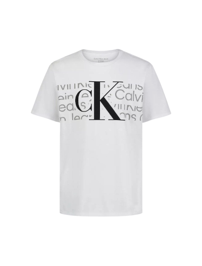 C46-07-1188-00S8 Boys Layered Monogram Logo Graphic Crewneck T-Shirt - White - Image 1