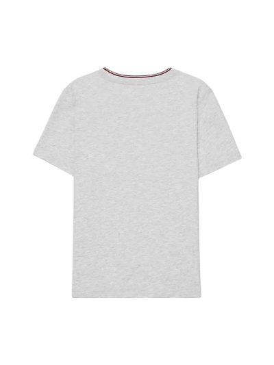 C16-07-1206-1214 Kids' Embroidered Hilfiger Logo T-Shirt - Mid Grey Heather #71J4203 - Image 3