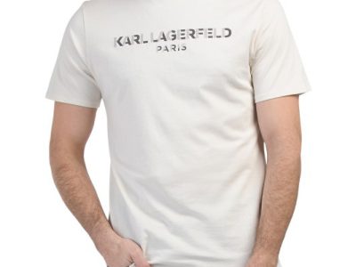 KARL LAGERFELD PARIS Short Sleeve Logo Graphic T-shirt-NATURAL#1000963867