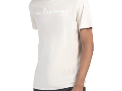 KARL LAGERFELD PARIS SCore Printed Logo Tee-NATURAL#001037109