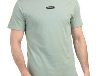 KARL LAGERFELD PARIS Solid Center Metal Patch Tee-Sage#1000968362