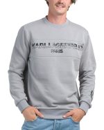 KARL LAGERFELD PARIS Logo Fleece Crew Neck Sweatshirt -GREY#:1000994120