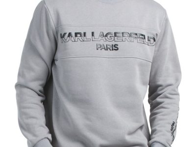 KARL LAGERFELD PARIS Logo Fleece Crew Neck Sweatshirt -GREY#:1000994120