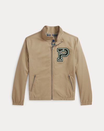 Appliquéd Cotton Twill Jacket Boys Classic Khaki - Image 1