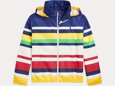 Packable Striped Hooded Jacket Girls