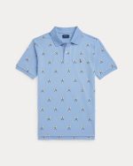 Tennis-Print Cotton Mesh Polo Shirt Boys