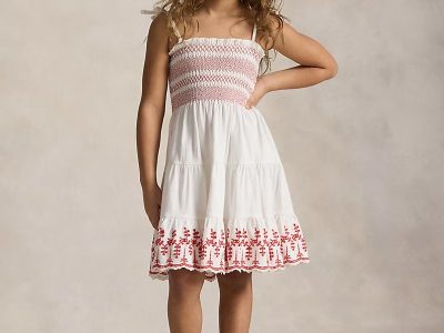 Smocked Eyelet Cotton Jersey Dress Girls (2-6x)