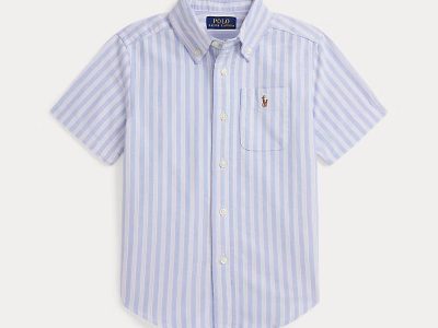 Striped Cotton Oxford Short-Sleeve Shirt( 2-7)