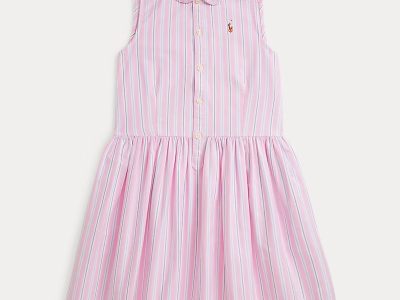 Striped Cotton Oxford Shirtdress Girls