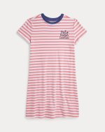 Striped Logo Cotton Jersey Dress Girls