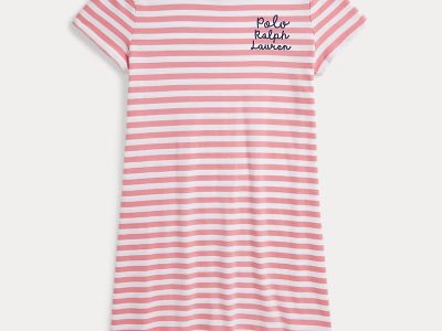 Striped Logo Cotton Jersey Dress Girls