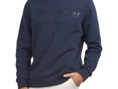 KARL LAGERFELD PARIS Logo Fleece Crew Neck Sweatshirt #1000994319