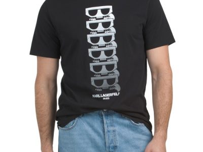 KARL LAGERFELD PARIS Stacked Cocktail Character T-shirt-Black