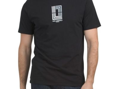 KARL LAGERFELD PARIS Large Logo On Chest T-shirt-Black#1001070537