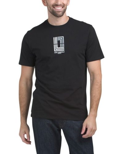 KARL LAGERFELD PARIS Large Logo On Chest T-shirt-Black#1001070537 - Image 1