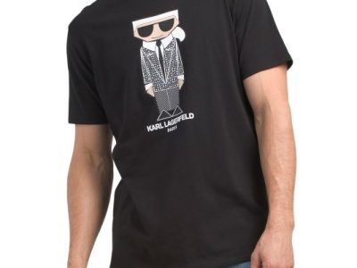 KARL LAGERFELD PARIS Kocktail Textured T-Shirt-Black#1000963862