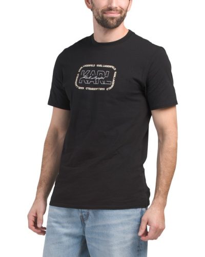 KARL LAGERFELD PARIS Outline Square Logo Tee-Black#1000926786 - Image 1