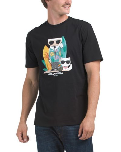 KARL LAGERFELD PARIS Choupette Beach T-shirt-Black#1000994115 - Image 1