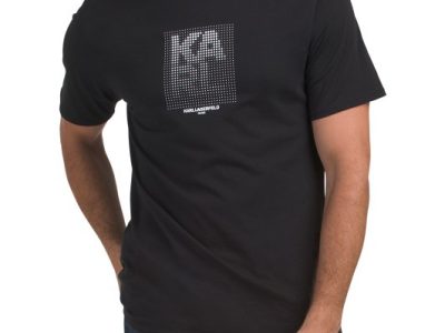 KARL LAGERFELD PARIS Pixelated Logo T-shirt-BLACK#1000994321