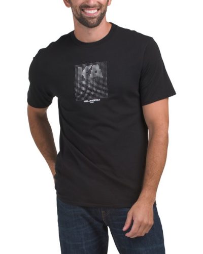 KARL LAGERFELD PARIS Pixelated Logo T-shirt-BLACK#1000994321 - Image 1